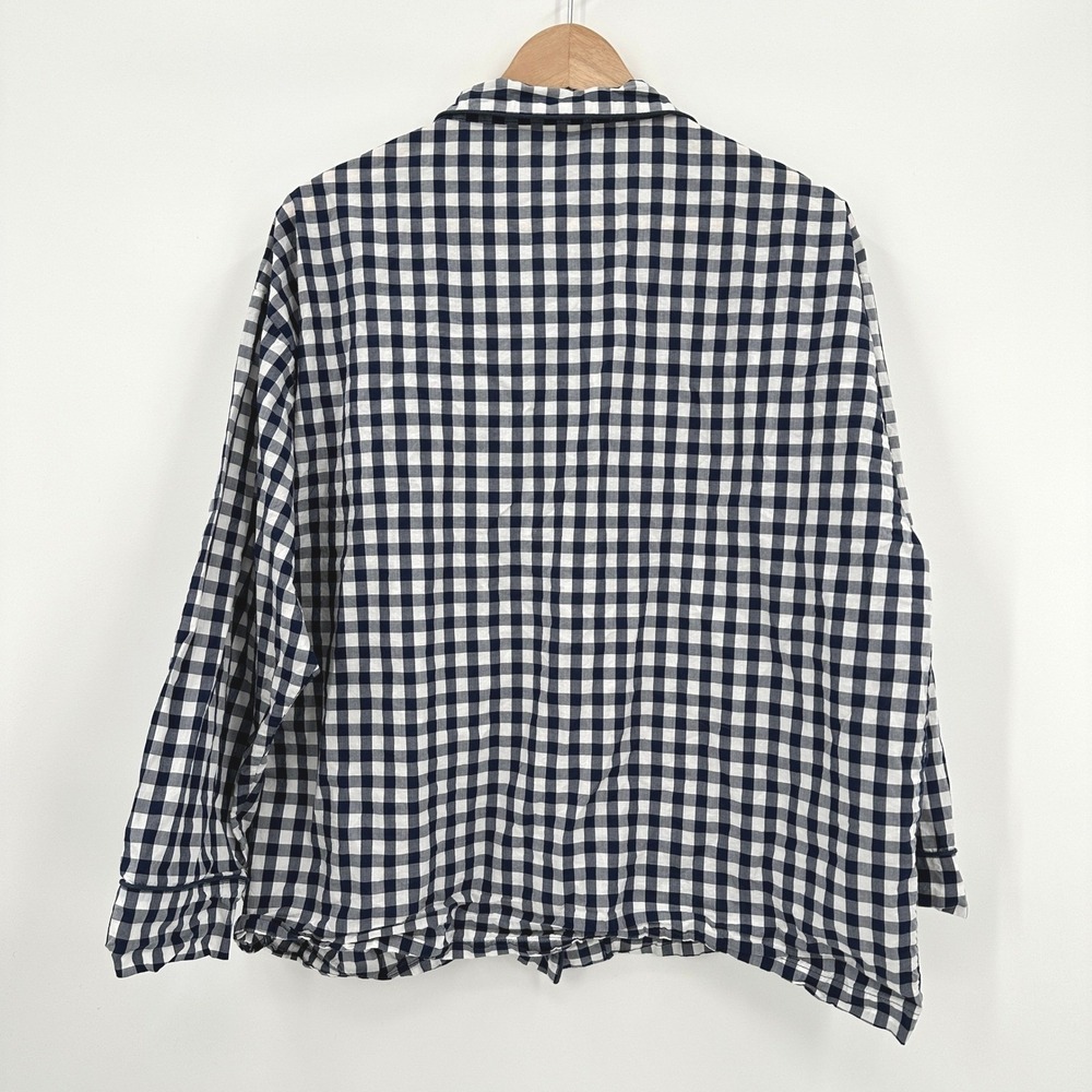 Sleepy Jones Marina Pajama‎ Shirt Navy White Gingham Cotton Button Up Womens XL - Picture 7 of 7